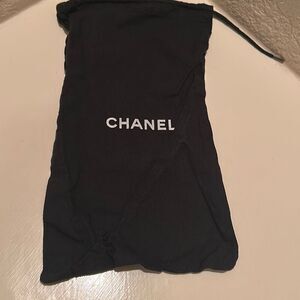 Chanel Drawstring Top Dustbag Black Cloth Gift Bag Storage Travel Rectangle